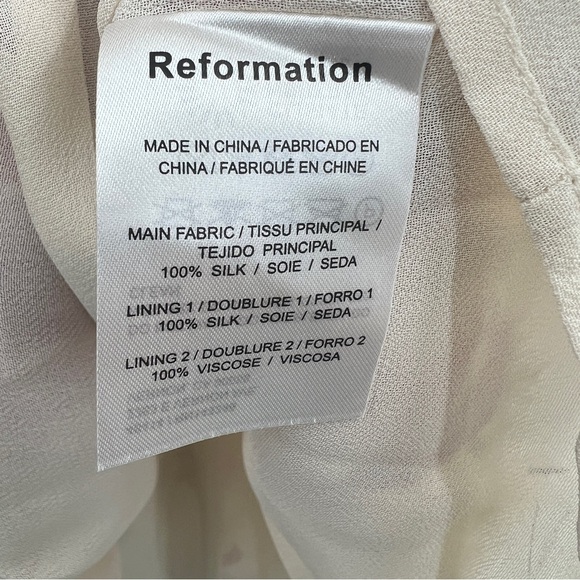 Reformation NWT Lanelle Silk Mini Dress in La Belle Off the Shoulder size 2 - Picture 7 of 9